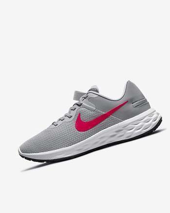 Nike Revolution 6 FlyEase Next Nature Grises Claro Grises Grises Oscuro Rojos | MX 3170